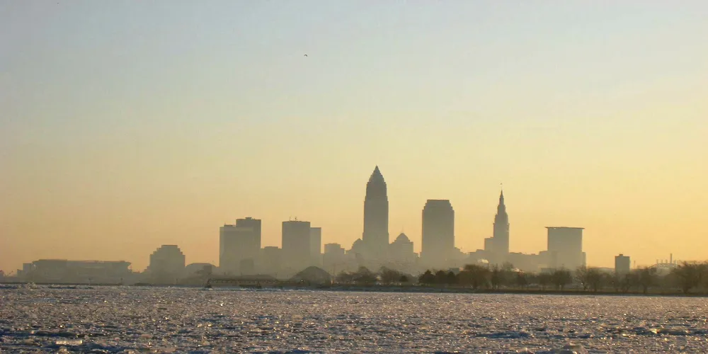 The Lake Erie ice that Icebreaker will face off the shore from Cleveland