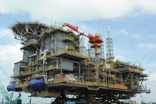 Centre-piece: the offshore structure for the Gajah Baru development will be loaded out later this month from SMOE's fabrication yard in Batam