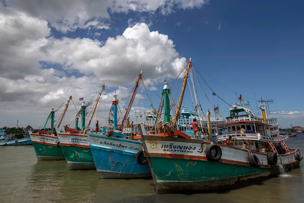 Thai fishing vessels: some boats are not being put to sea because of the escalating fuel price