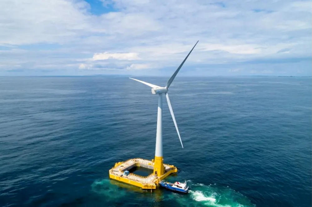 BW Ideol's first floating wind turbine in France.