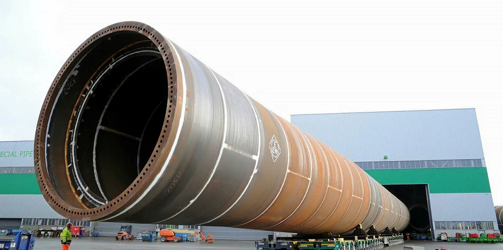 A German-made monopile. Most of the foundations in UK waters are not home-produced.