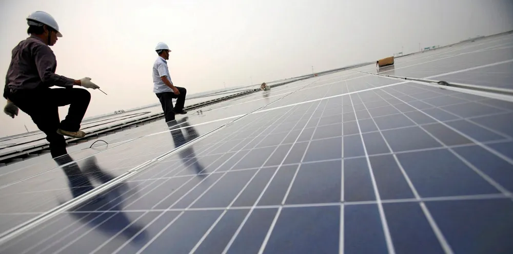 Workers on a solar plant.