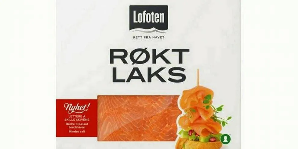 MÅ KASTES: Lofotprodukt ber kunder som er allergiske mot skalldyr om å kaste Lofoten kaldrøkt,- varmrøkt,- og gravet laks-produkter.Foto: matportalen.no