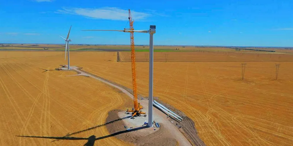 Vestas turbines being assembled at the Corti wind farm in Argentina.