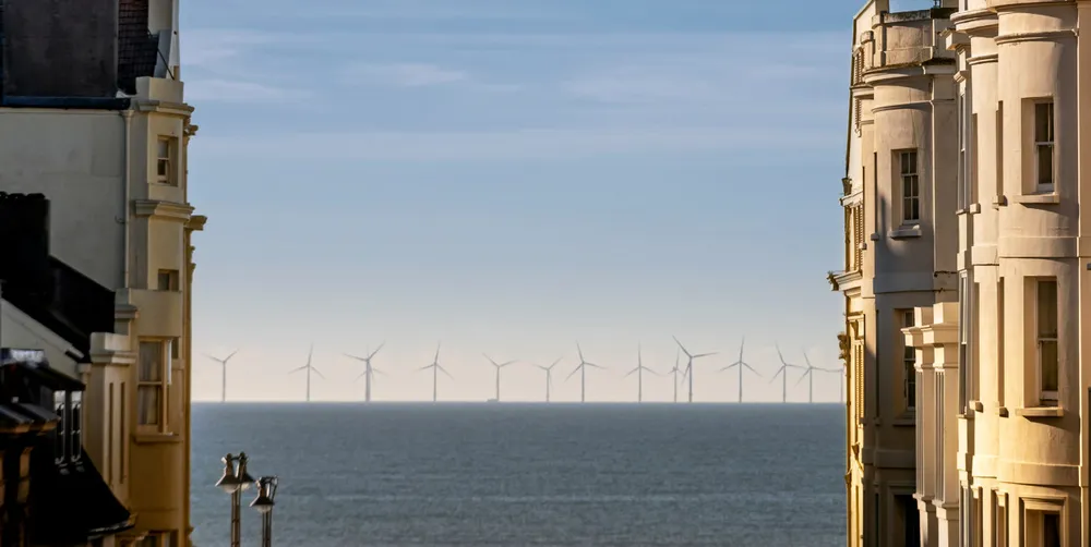 A view of the Rampion offshore windfarm in Brighton, England.
