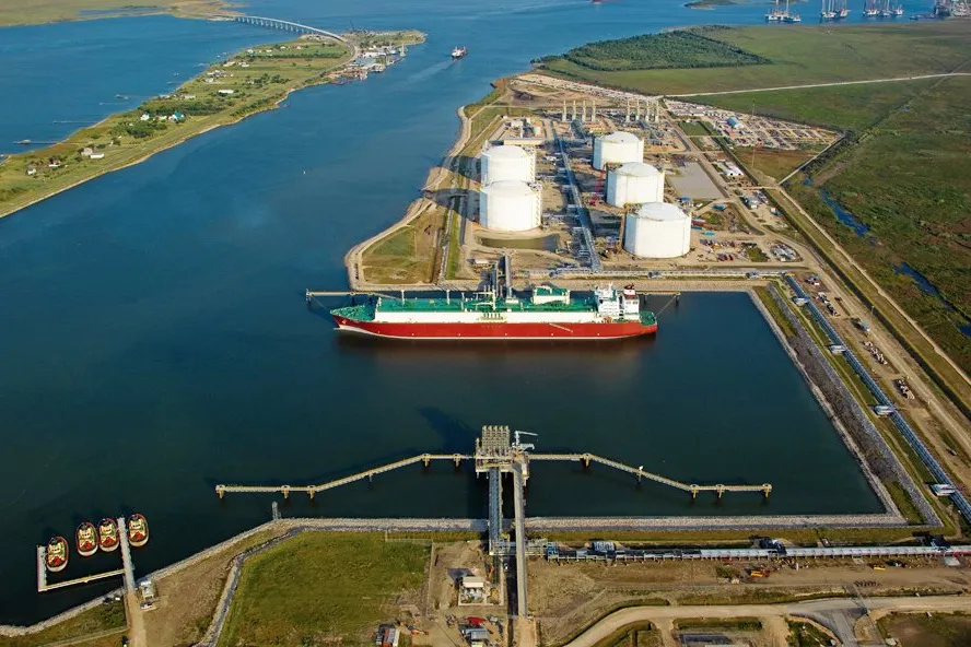 An artist's impression of Golden Pass LNG in Sabine Pass, Texas, US.