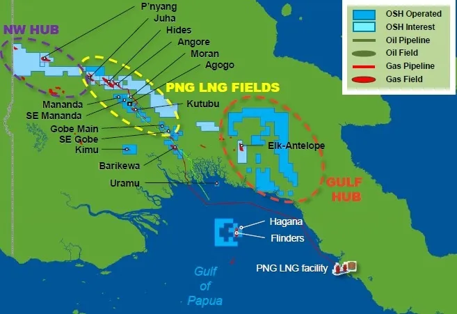 Proximity: the Elk-Antelope fields are near to the PNG LNG facility