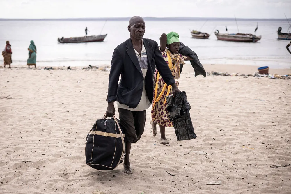Exodus: many refugees have fled Cabo Delgado by boat, making their way to beaches near Pemba which hosts huge refugee camps