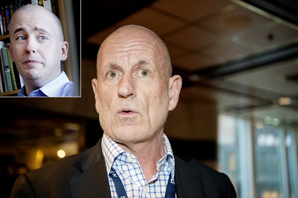 Investor Peter Warren og bitcoin-pionér Geir Harald Hansen (innfelt) har gått i kompaniskap.