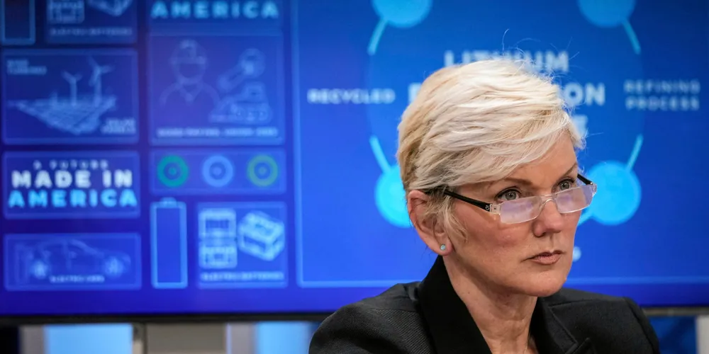 US Secretary of Energy Jennifer Granholm participates in a virtual meeting about mineral supply chains and clean energy manufacturing.