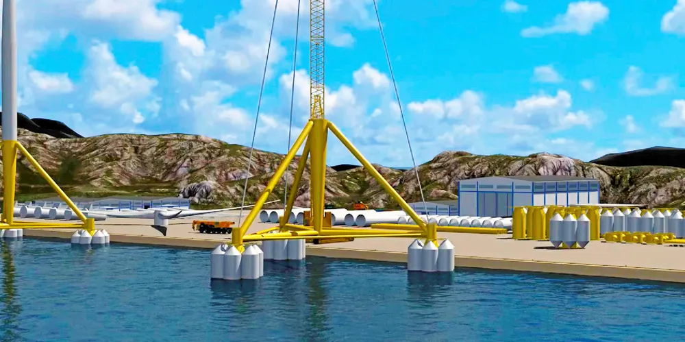 A rendering of Stiesdal A/S's TetraSpar floating wind platform