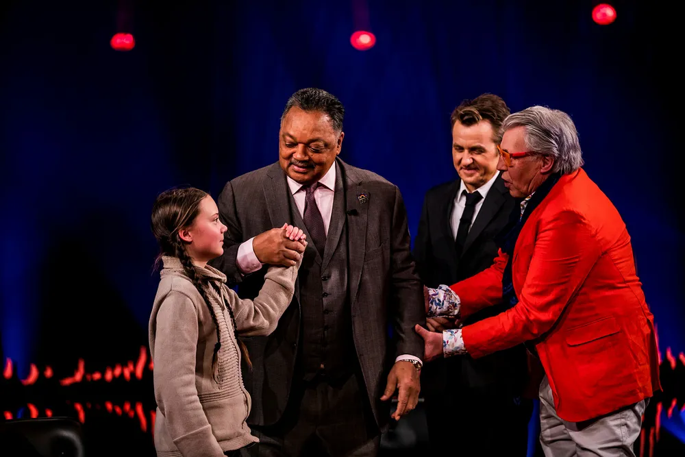Fredrik Skavlan fikk besøk av Greta Thunberg, Jesse Jackson og Finn Schjøll i lørdagens program.