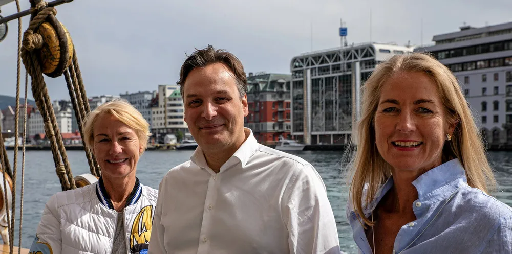 (From left) Grieg Star director Elisabeth Grieg, chief executive Matt Duke and chairman Camilla Grieg.
