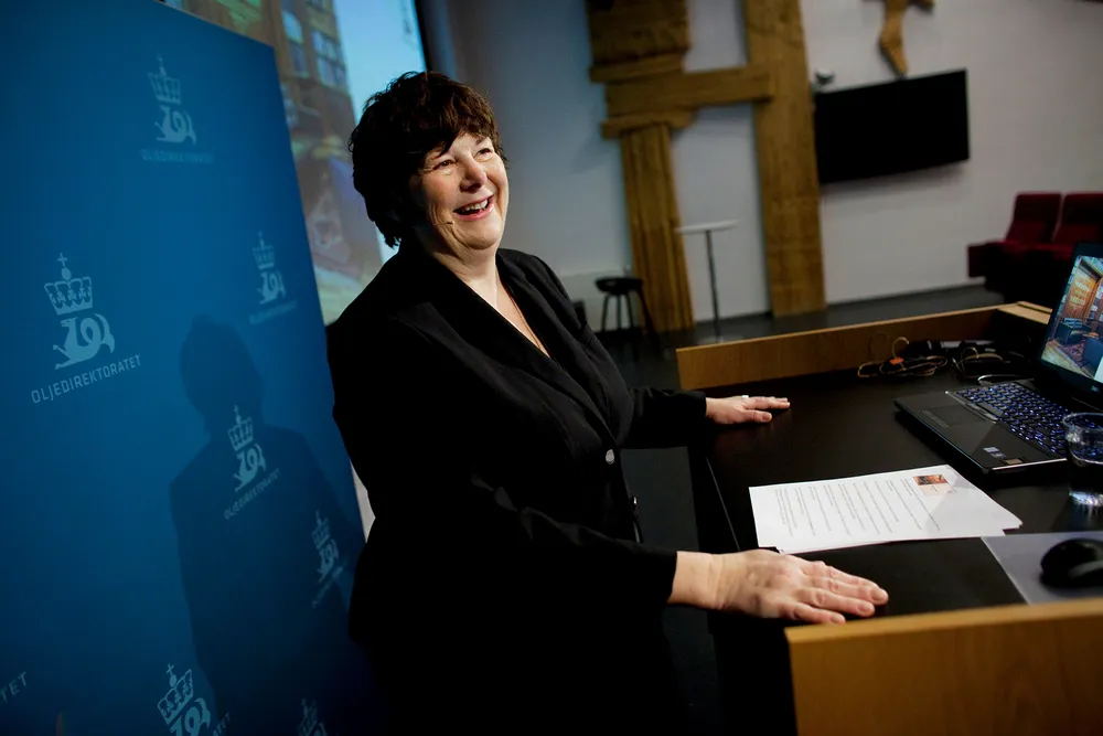 Oljedirektoratet la i formiddag frem sin ressursrapport. Her Oljedriektoratets Bente Nyland fra en tidligere anledning Foto: Tomas Larsen