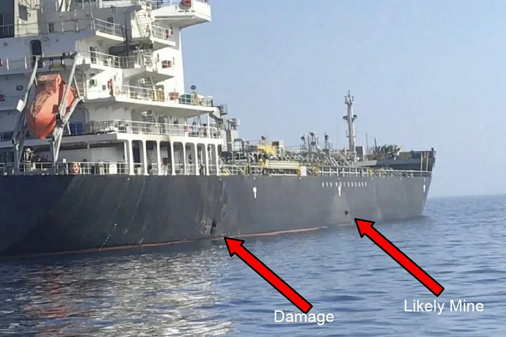 Aftermath: US Navy picture shows the Kokuka Courageous after Thursday's incident in the Gulf of Oman