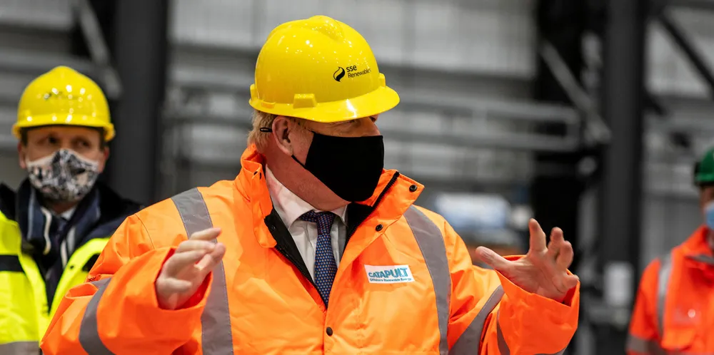 Boris Johnson sees the GE Haliade-X 13MW wind turbine under test at ORE Catapult in Northeast England.