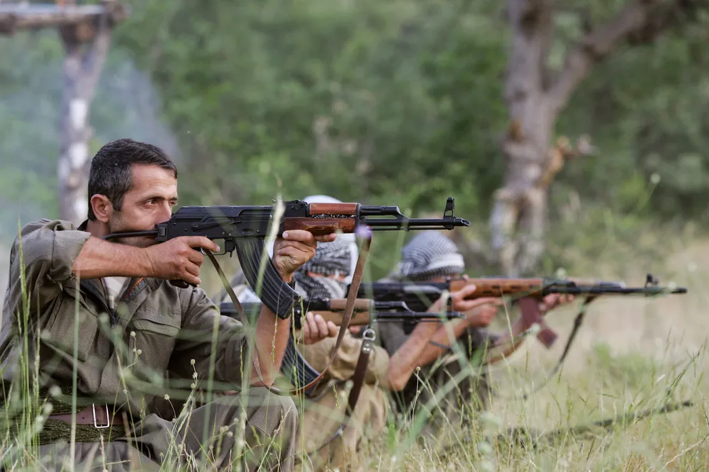Conflict: PKK gunmen at a training camp in norther Iraq