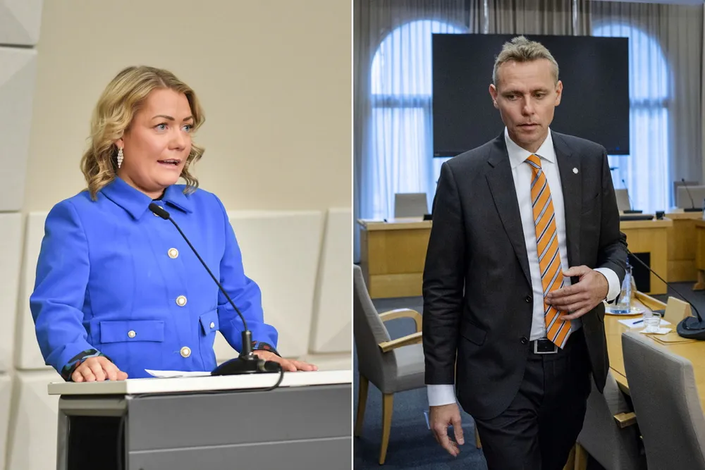 Skandalene i regjeringen, her representert ved de tidligere statsrådene Sandra Borch og Ola Borten Moe, er neppe noe uttrykk for et genuint politisk forfall, skriver Victor Norman.