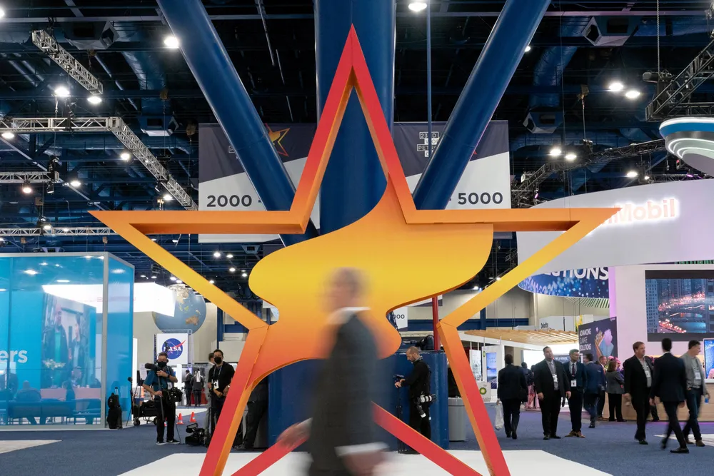 Star power: Attendees view the exhibitions at the 23rd World Petroleum Congress on 6 December 2021 at the George R. Brown Convention Centre. The Congress highlights the latest topics influencing the global energy industry with sessions featuring top executives, government officials and academic participants from around the world
