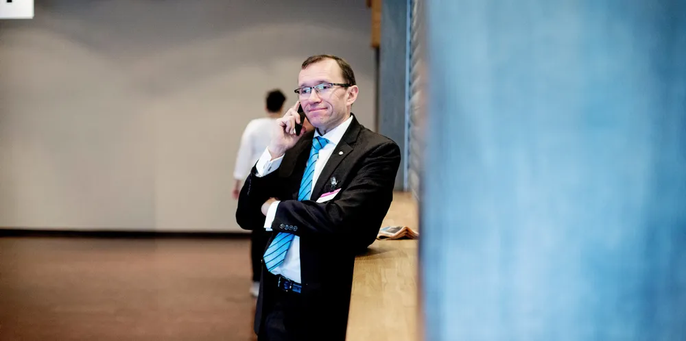 Klima- og miljøvernminister Espen Barth Eide, her avbildet under NHOs årskonferanse i Oslo Spektrum.