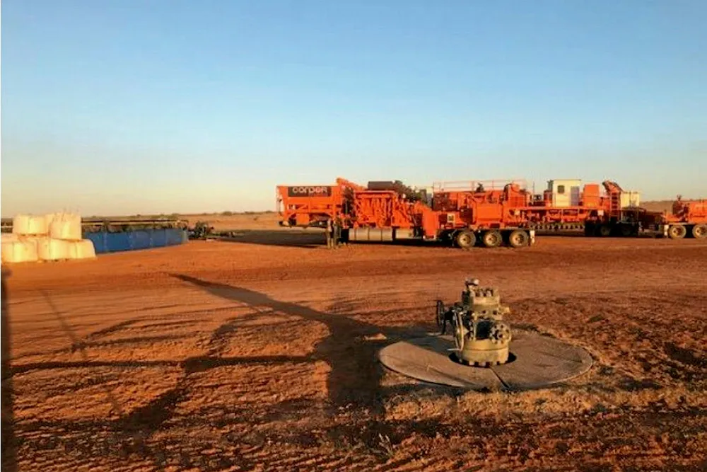 Ready for testing: the Vali-1 ST1 well head and Condor Energy Services equipment