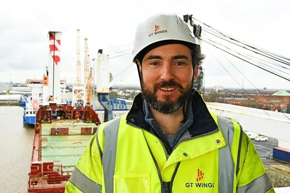 GT Wings chief executive George Thompson on board Carisbrook Shipping’s Vectis Progress.