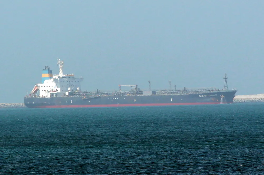 Damaged: An undated photo of the Liberian-flagged oil products tanker Pacific Zircon, operated by Singapore-based Eastern Pacific Shipping