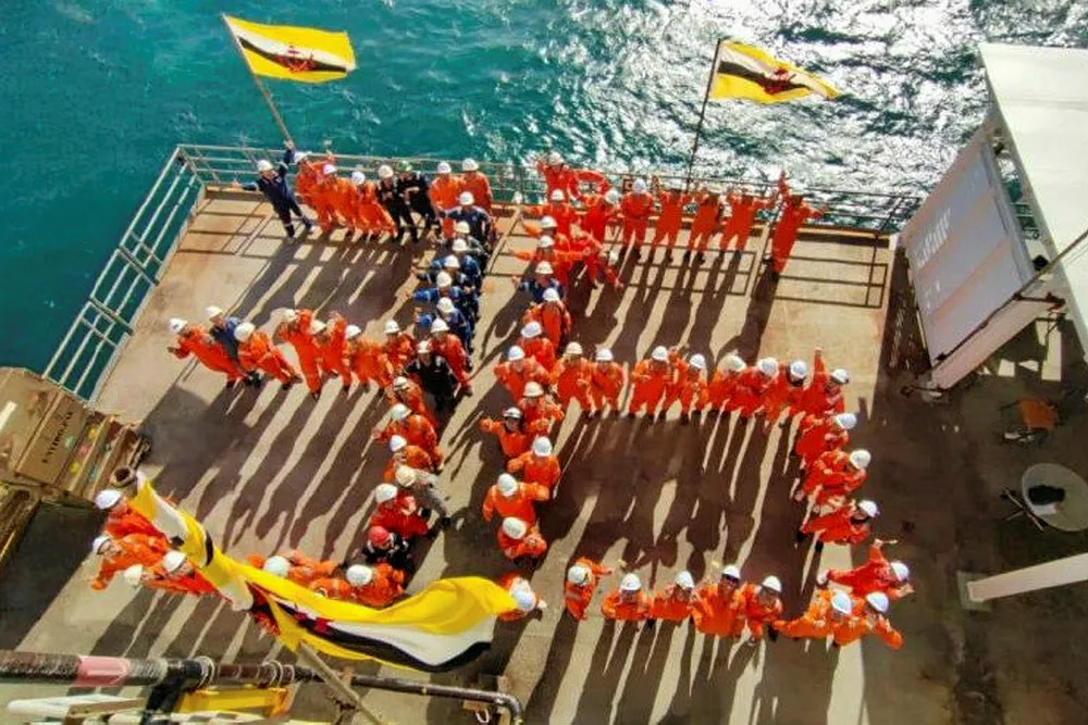BSP crew: at the Champion field offshore Brunei