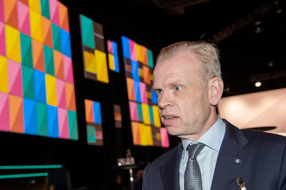 Toppsjef Svein Tore Holsether i Yara under NHOs årskonferanse i januar 2020.
