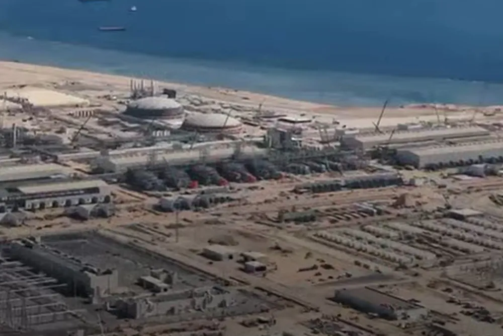 Still from Air Products promotional video, detailing progress on Neom's construction in Saudi Arabia