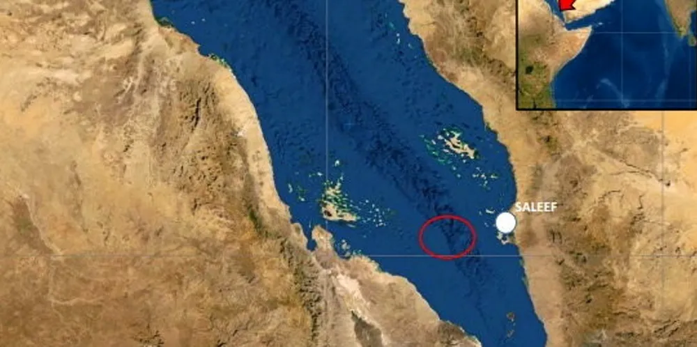 A UKMTO map showing the approximate location of the latest series of attacks in the Red Sea.