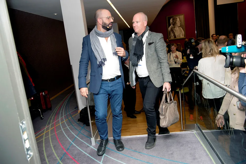 Direktør i Facebook Norge, Rune Paulseth, (t.h.) sammen med Facebooks Patrick Walker som er director of Media Partnership i nettsamfunnet. Foto: Elin Høyland