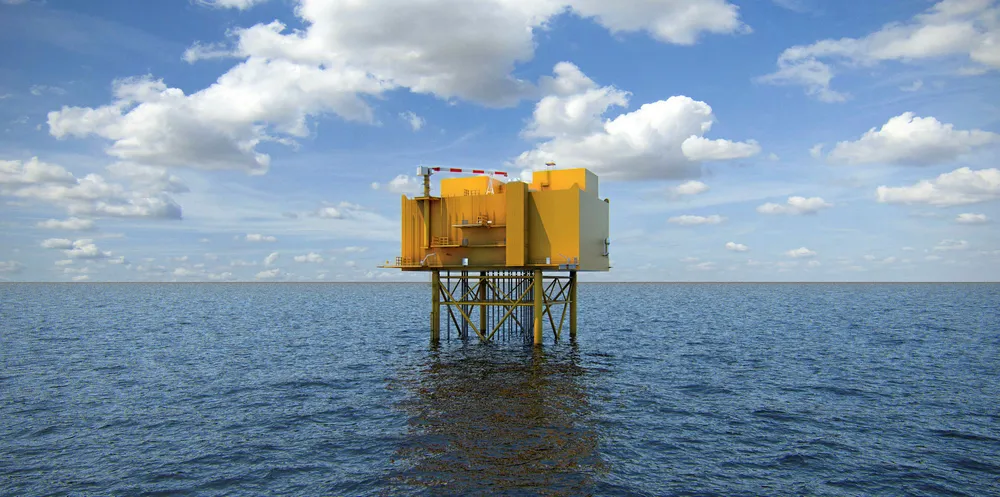 CGI of Aibel's design for the HVDC converter stations being installed at the UK's Dogger Bank offshore wind power complex