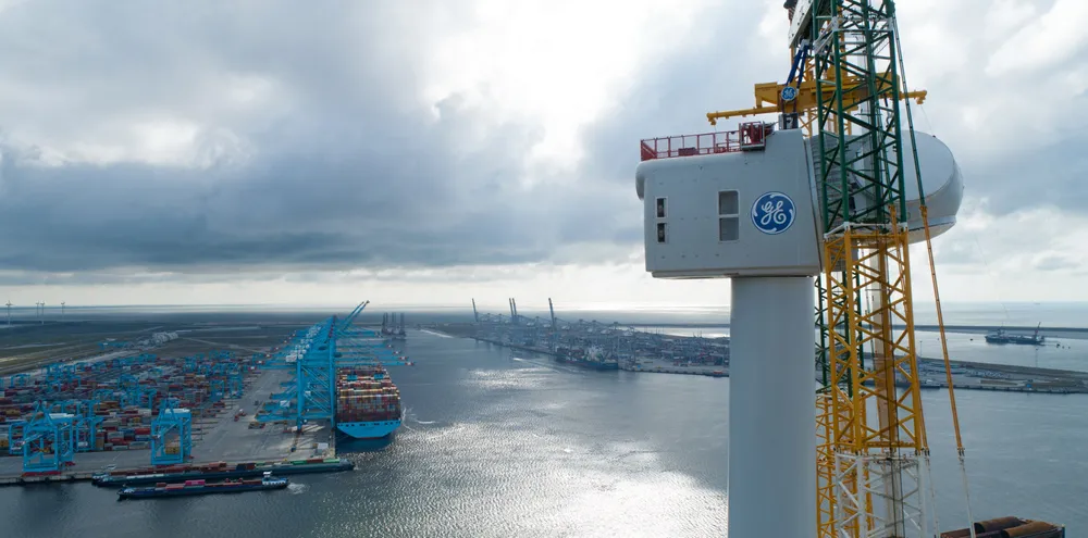 The Haliade-X prototype nacelle in Rotterdam.
