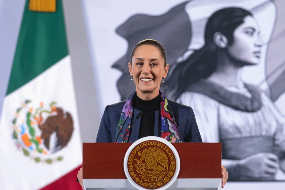 Mexico's president, Claudia Sheinbaum, during a press conference on 5 December 2024.
