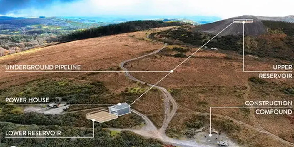 RheEnergise diagram of the demonstrator project that will power the operations of miner Sibelco.