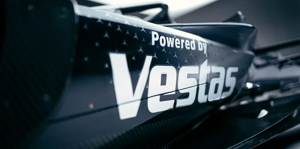 A Vestas-branded Formula E Mercedes Benz.