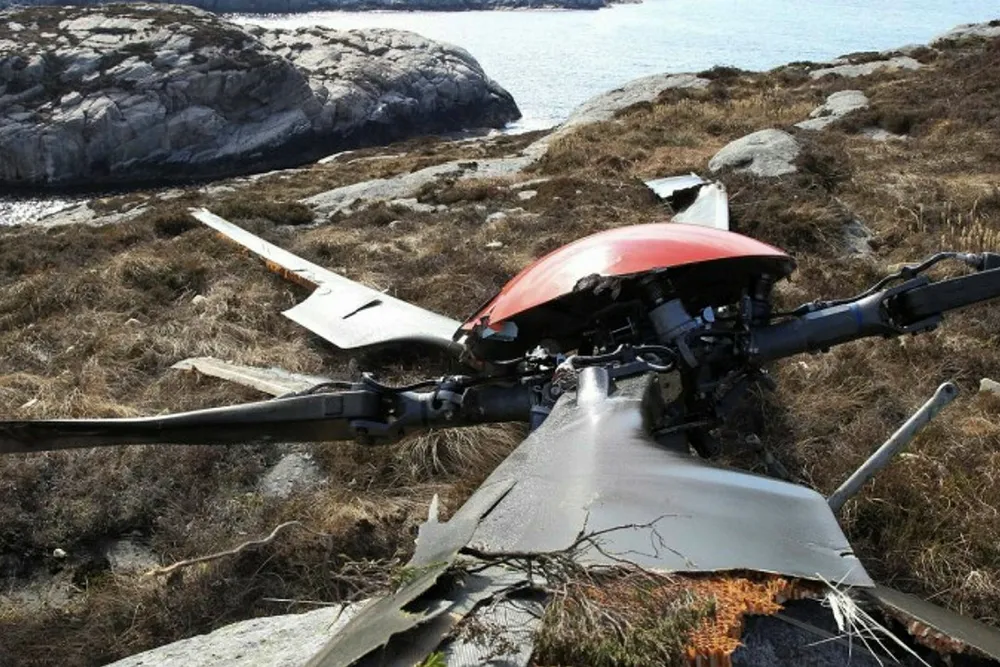 Remains: rotors of Super Puma after Norway crash