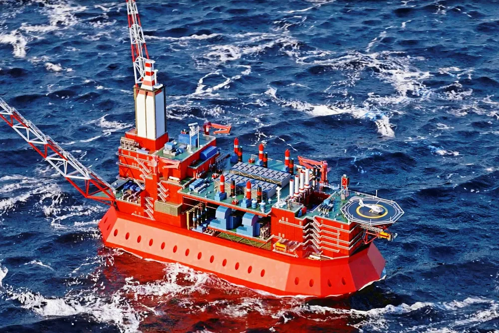 Tight schedule: graphic of planned LSP A drilling and production platform that will be installed at the Kamennomyskoye-more gas field in Russia