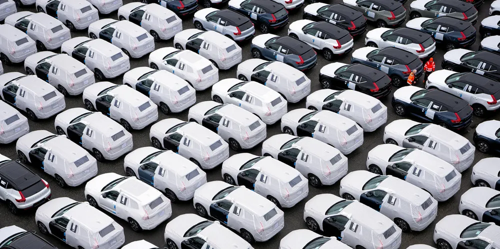 Electric cars in a Norwegian port.