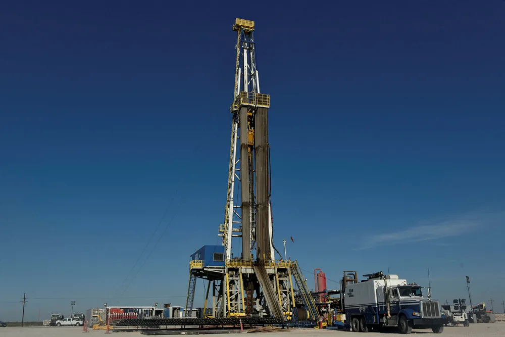 A drilling rig on a lease owned by Oasis Petroleum performs logging operations in the Permian Basin oil and natural gas producing area near Wink, Texas U.S. August 22, 2018. Picture taken August 22, 2018. REUTERS/Nick Oxford