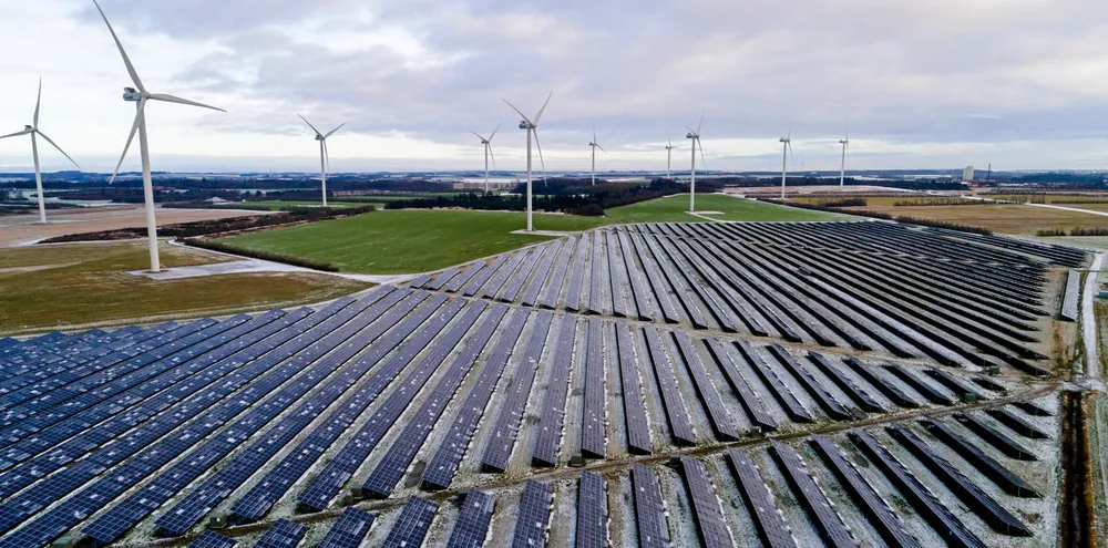 Hybrid wind-solar farm with battery storage