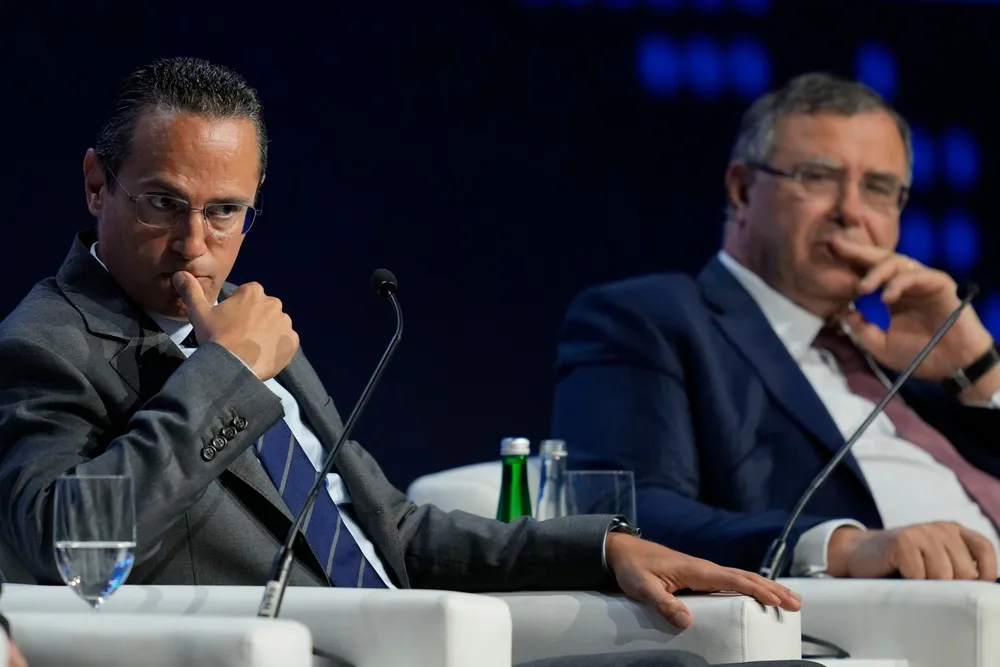 TotalEnergies, led by chief executive Patrick Pouyanne (right), has sold its stake in Nigerian field to Shell, led by Wael Sawan (left).