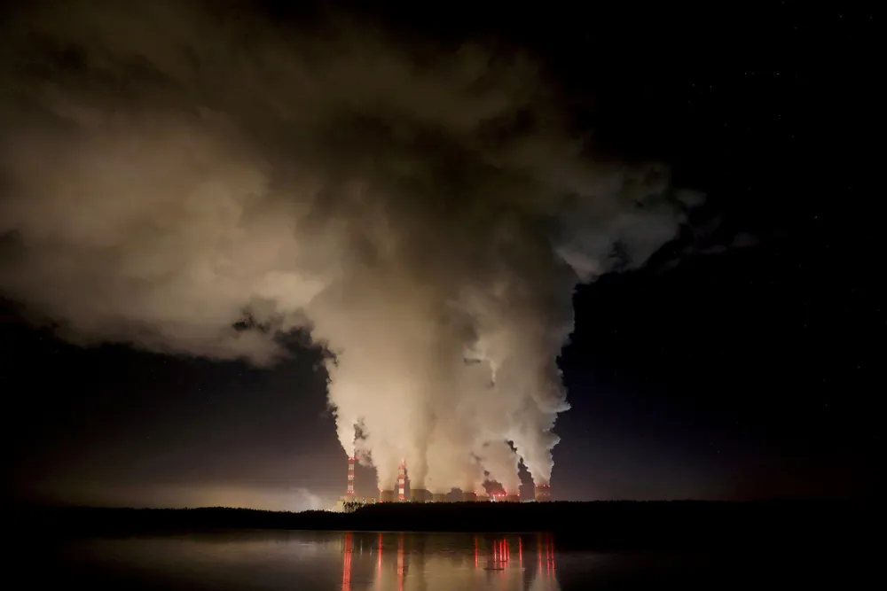 Poland: smoke and steam billow from the coal-fired Belchatow power station in 2018