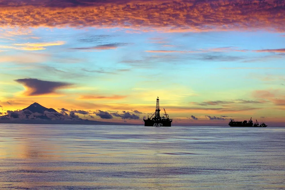A semi-submersible drilling rig at the offshore Tui field in New Zealand