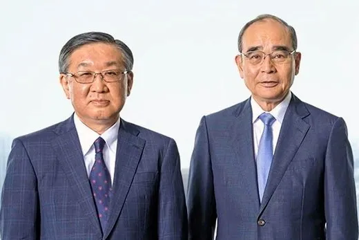 JGC Holdings chief executive Masayuki Sato (left), and chief operating officer Tadashi Ishizuka who has resigned.