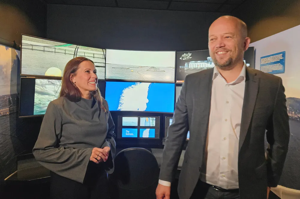 Fiskeri- og havminister Marianne Sivertsen Næss og finansminister Trygve Slagsvold Vedum presenterte utbetalinger fra havbruksfondet på The Salmon tidligere denne måneden.