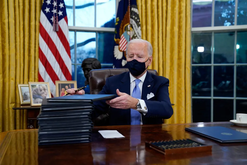 President Joe Biden signerte presidentordre i stort tempo etter at han tiltrådte, også på klima- og miljøområdet.