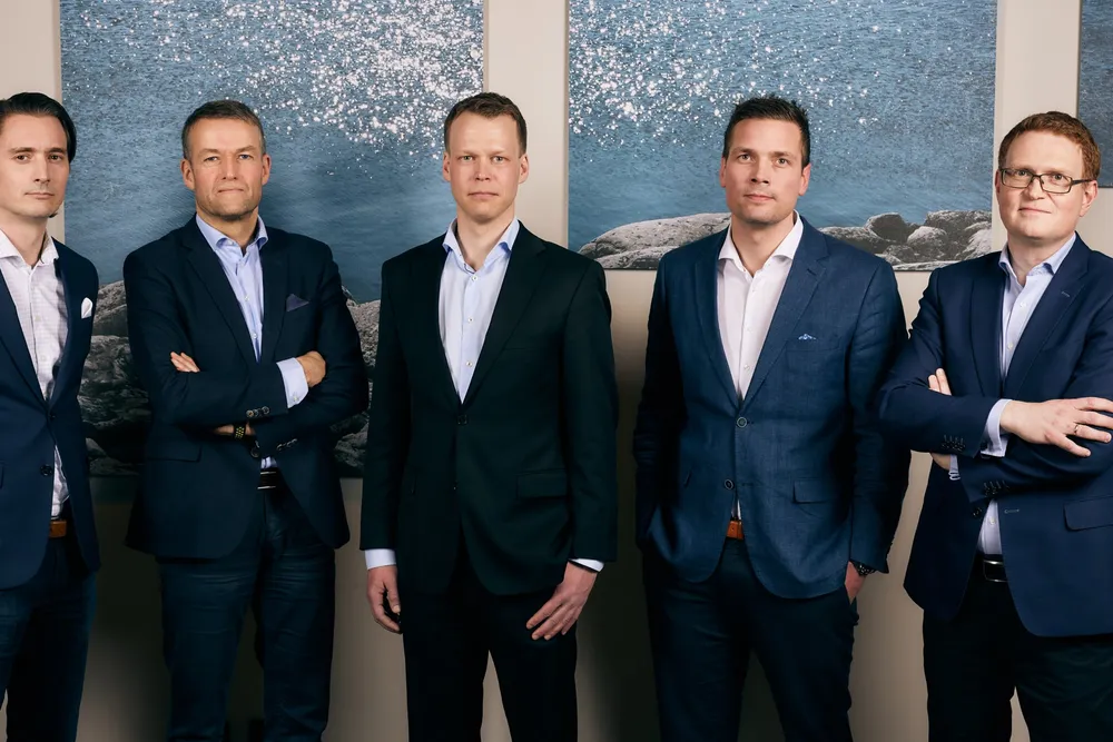 The team at Broodstock Capital. From left: Hakon Aglen Fredriksen, Pal Kristian Moe, Roar Overas, Martin Straete Resell and Jan Erik Lovik.