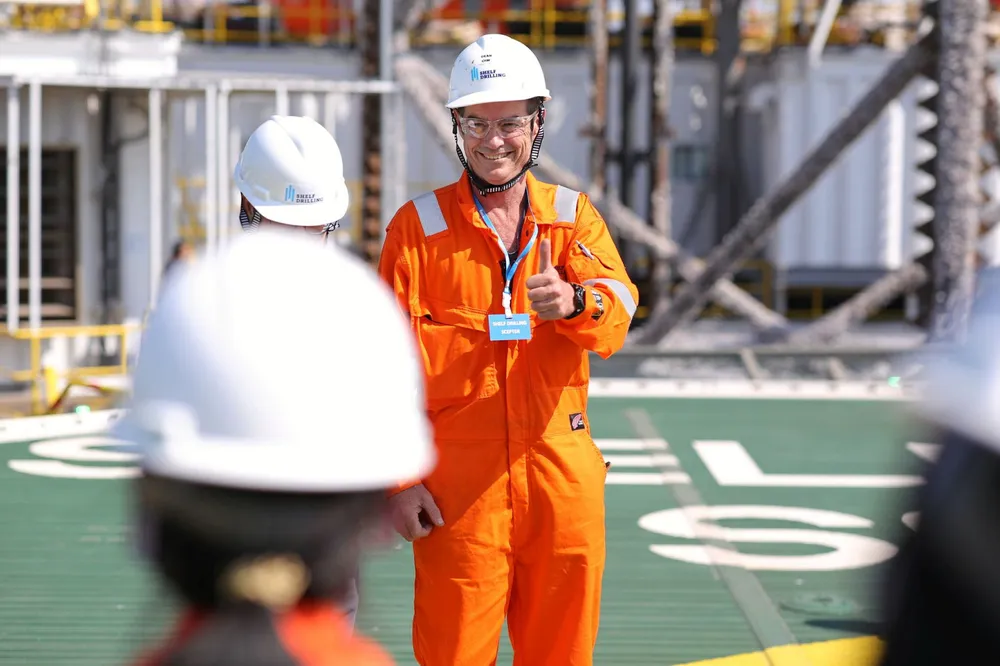 Happy worker: on board a Shelf Drilling jack-up rig